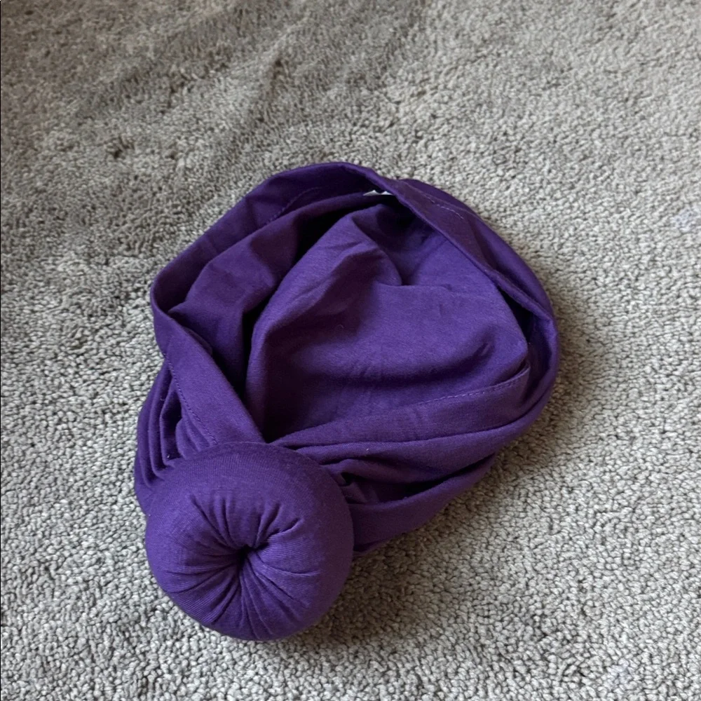 4 Piece Hair Turban Head Wrap Bun Cap Set Black Purple Brown Multicolor